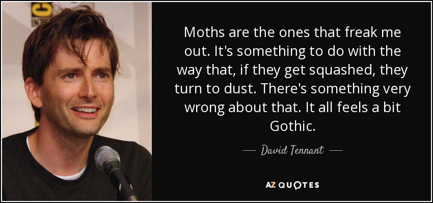 Moths are the ones that freak me out. It's something to do with the way that, if they get squashed, they turn to dust. There's something very wrong about that. It all feels a bit Gothic. - David Tennant