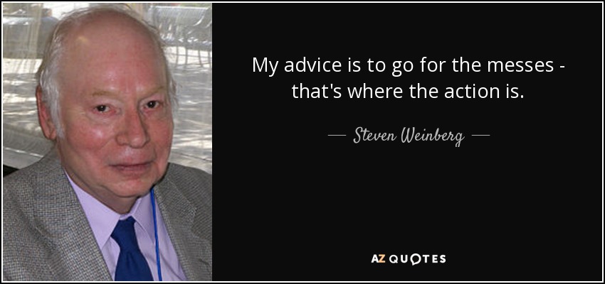 My advice is to go for the messes - that's where the action is. - Steven Weinberg