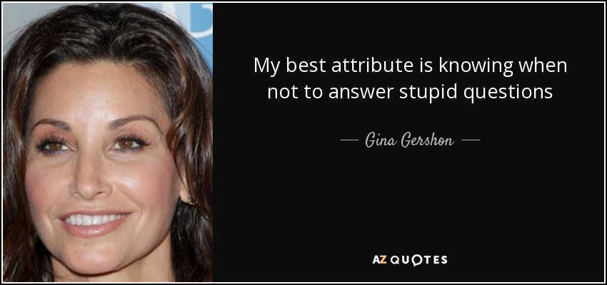 My best attribute is knowing when not to answer stupid questions - Gina Gershon