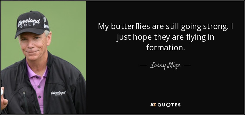 My butterflies are still going strong. I just hope they are flying in formation. - Larry Mize