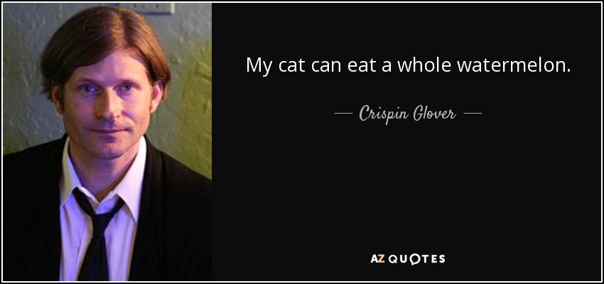My cat can eat a whole watermelon. - Crispin Glover