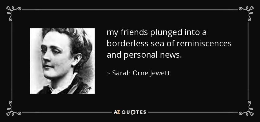 my friends plunged into a borderless sea of reminiscences and personal news. - Sarah Orne Jewett