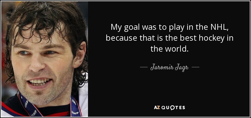 My goal was to play in the NHL, because that is the best hockey in the world. - Jaromir Jagr