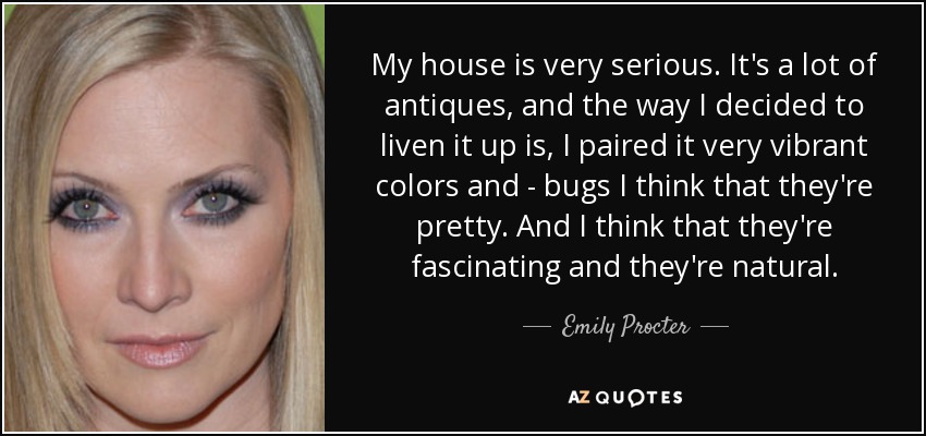 My house is very serious. It's a lot of antiques, and the way I decided to liven it up is, I paired it very vibrant colors and - bugs I think that they're pretty. And I think that they're fascinating and they're natural. - Emily Procter