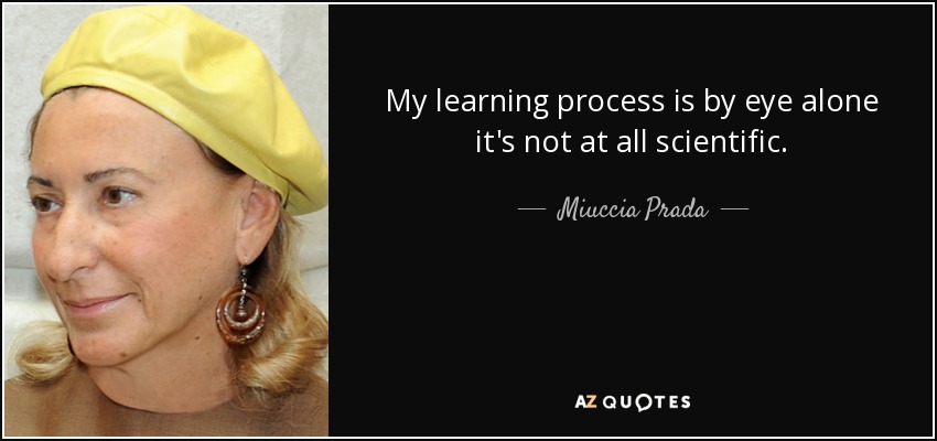 My learning process is by eye alone it's not at all scientific. - Miuccia Prada