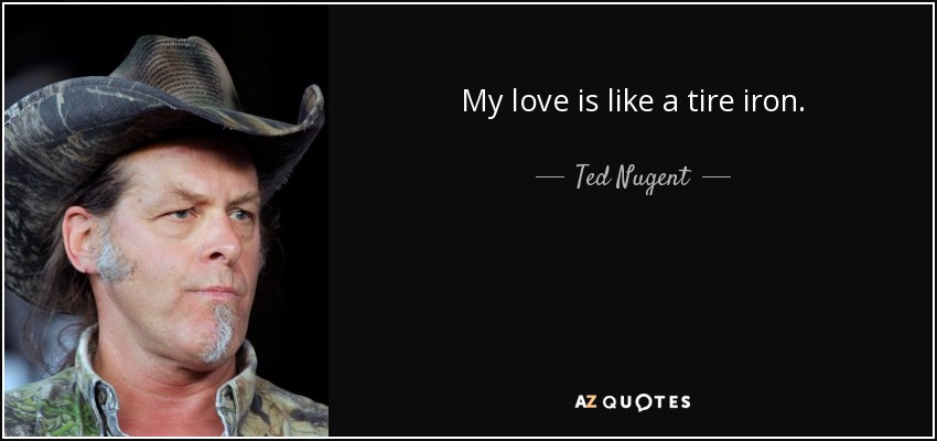 My love is like a tire iron. - Ted Nugent