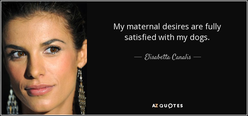My maternal desires are fully satisfied with my dogs. - Elisabetta Canalis