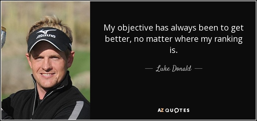 My objective has always been to get better, no matter where my ranking is. - Luke Donald