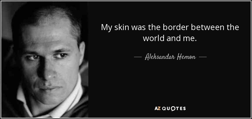 My skin was the border between the world and me. - Aleksandar Hemon