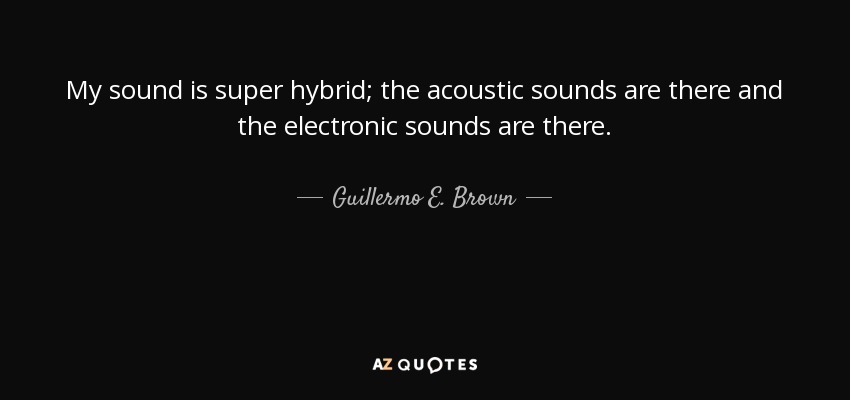 My sound is super hybrid; the acoustic sounds are there and the electronic sounds are there. - Guillermo E. Brown