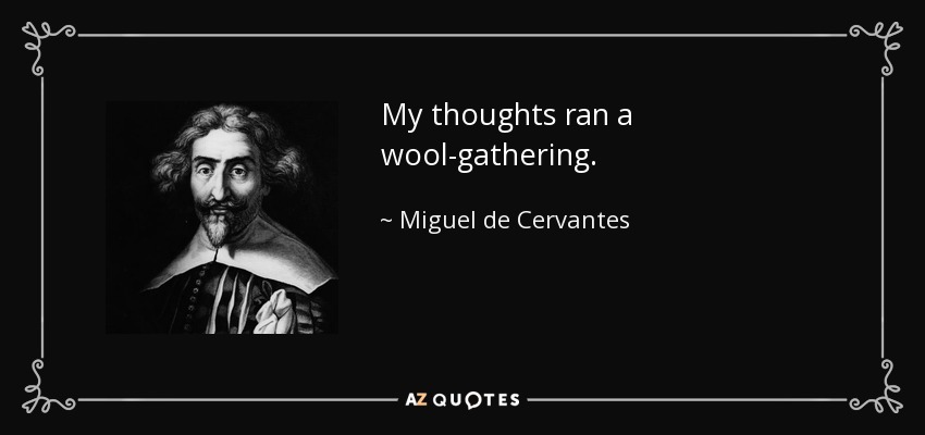My thoughts ran a wool-gathering. - Miguel de Cervantes