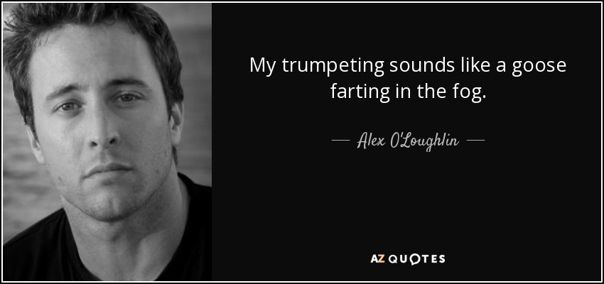 My trumpeting sounds like a goose farting in the fog. - Alex O'Loughlin