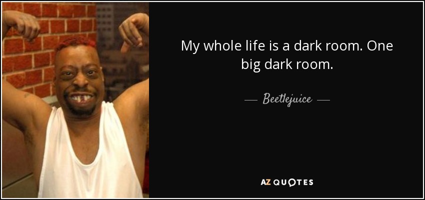 My whole life is a dark room. One big dark room. - Beetlejuice