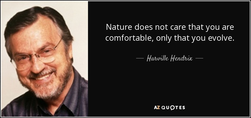 Nature does not care that you are comfortable, only that you evolve. - Harville Hendrix