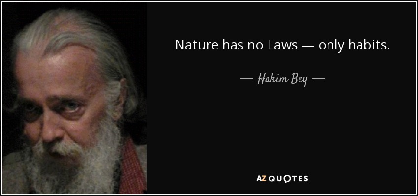 Nature has no Laws — only habits. - Hakim Bey
