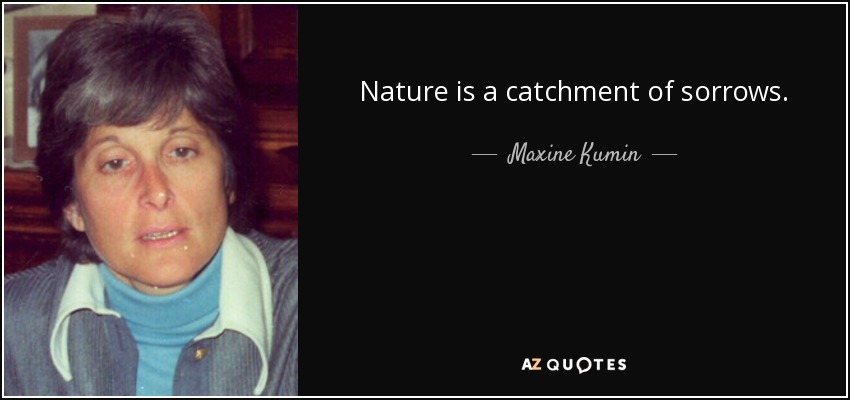 Nature is a catchment of sorrows. - Maxine Kumin
