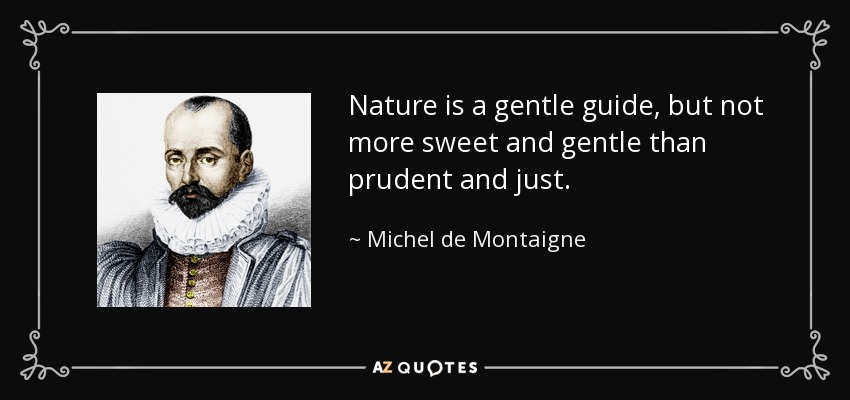 Nature is a gentle guide, but not more sweet and gentle than prudent and just. - Michel de Montaigne