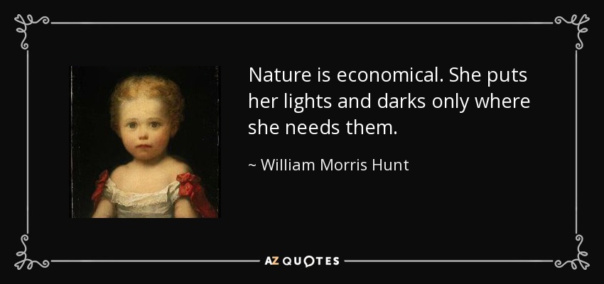 Nature is economical. She puts her lights and darks only where she needs them. - William Morris Hunt