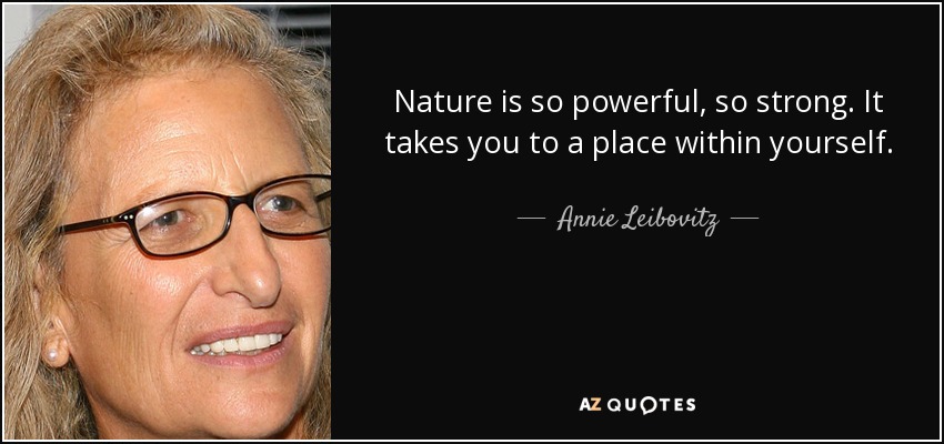 Nature is so powerful, so strong. It takes you to a place within yourself. - Annie Leibovitz