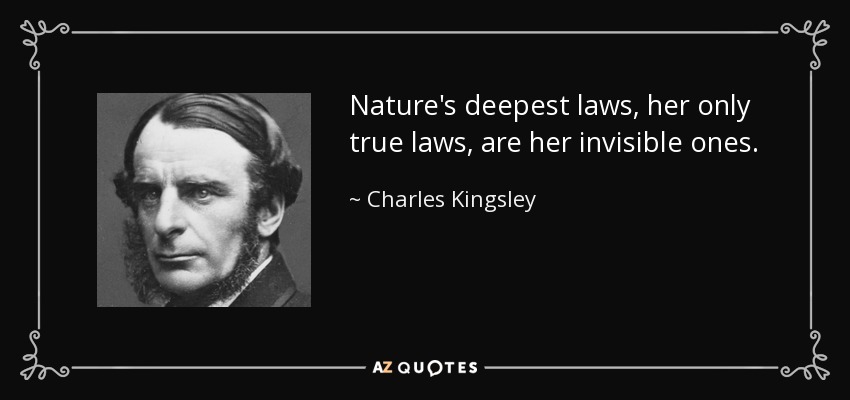 Nature's deepest laws, her only true laws, are her invisible ones. - Charles Kingsley