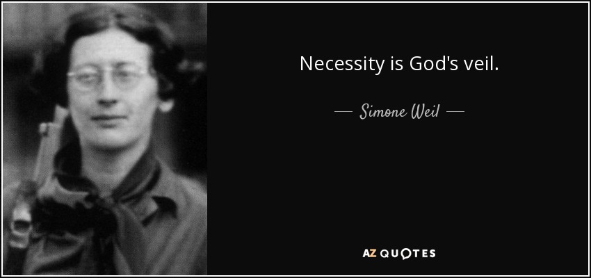 Necessity is God's veil. - Simone Weil