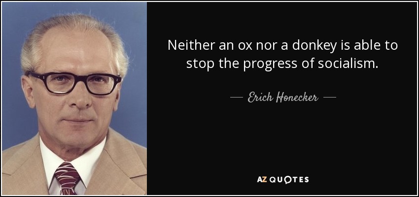 Neither an ox nor a donkey is able to stop the progress of socialism. - Erich Honecker