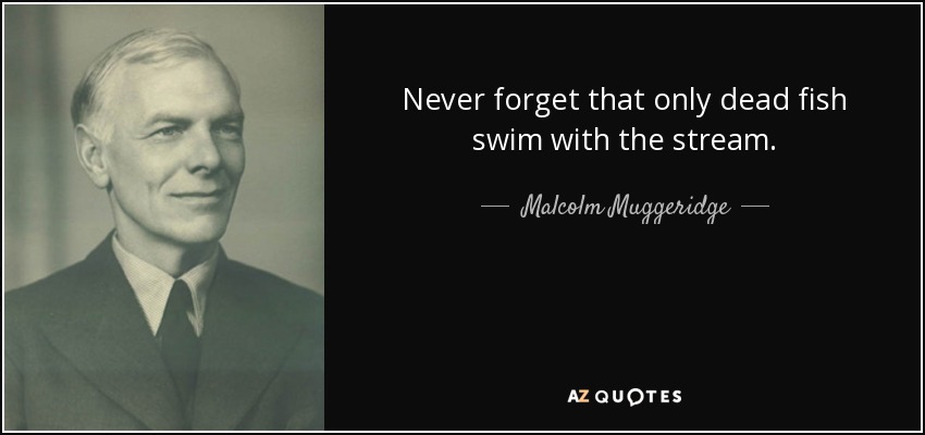 Never forget that only dead fish swim with the stream. - Malcolm Muggeridge