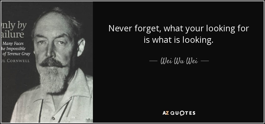 Never forget, what your looking for is what is looking. - Wei Wu Wei