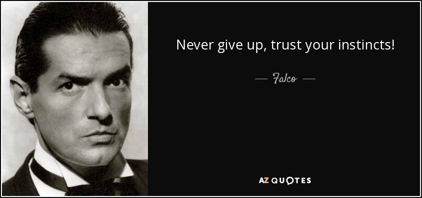 Never give up, trust your instincts! - Falco