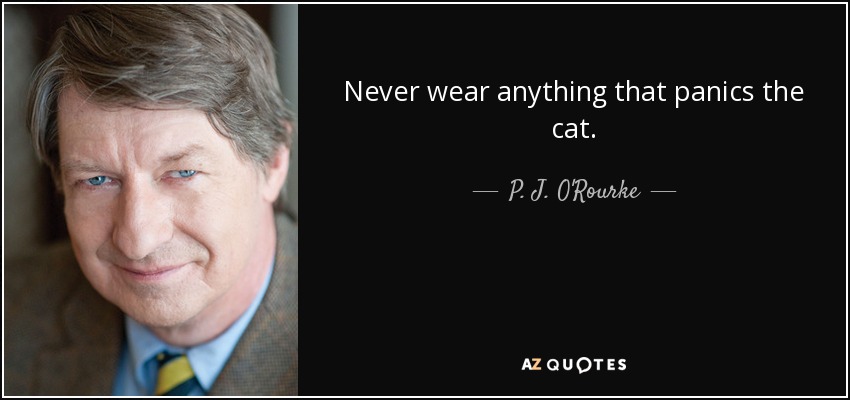 Never wear anything that panics the cat. - P. J. O'Rourke