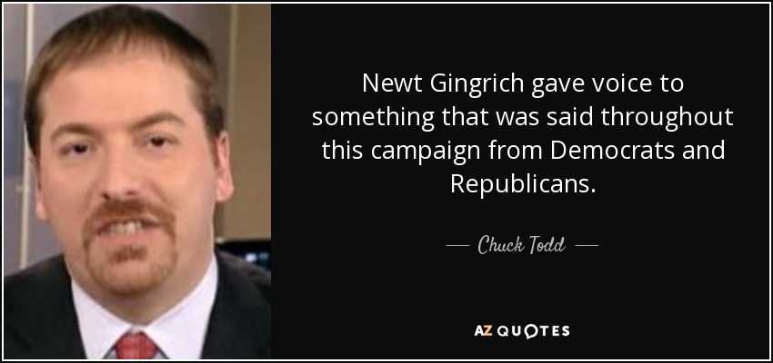 Newt Gingrich gave voice to something that was said throughout this campaign from Democrats and Republicans. - Chuck Todd