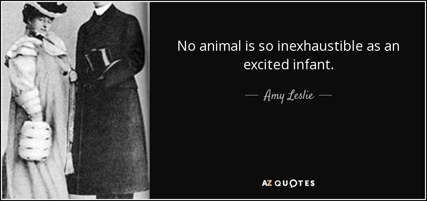 No animal is so inexhaustible as an excited infant. - Amy Leslie