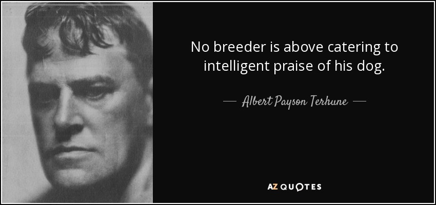 No breeder is above catering to intelligent praise of his dog. - Albert Payson Terhune