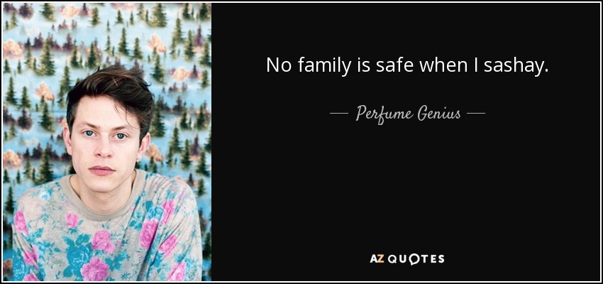 No family is safe when I sashay. - Perfume Genius