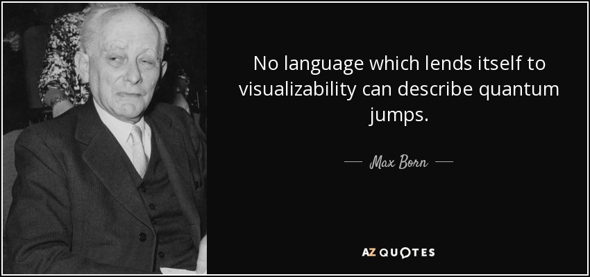 No language which lends itself to visualizability can describe quantum jumps. - Max Born