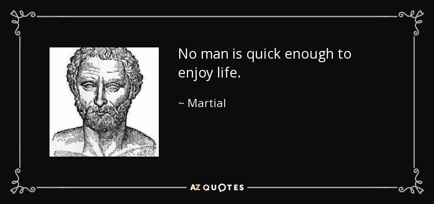 No man is quick enough to enjoy life. - Martial