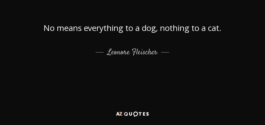 No means everything to a dog, nothing to a cat. - Leonore Fleischer