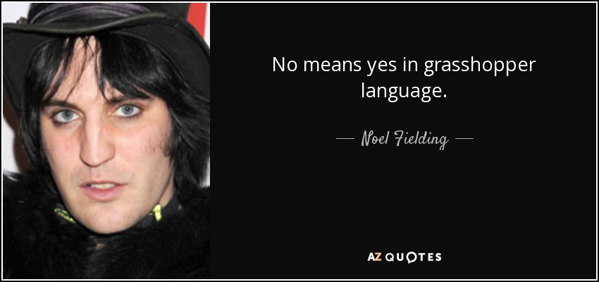 No means yes in grasshopper language. - Noel Fielding
