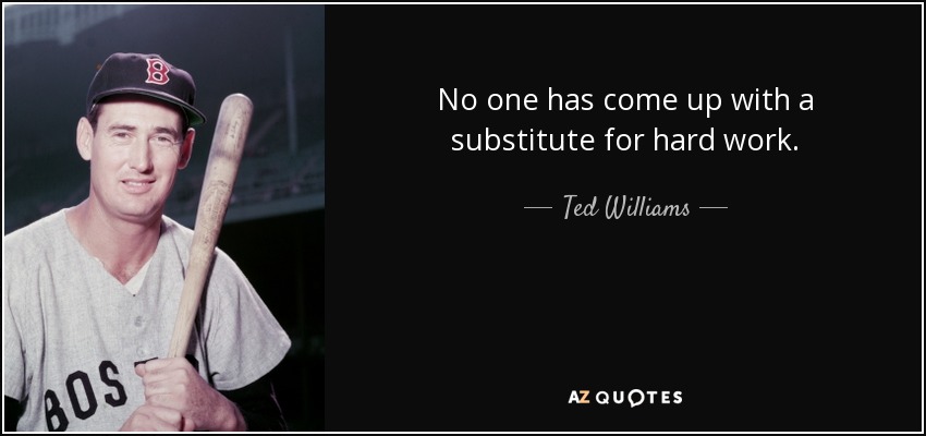 No one has come up with a substitute for hard work. - Ted Williams