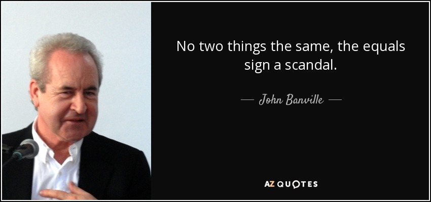 No two things the same, the equals sign a scandal. - John Banville