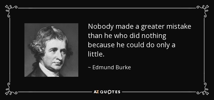 Nobody made a greater mistake than he who did nothing because he could do only a little. - Edmund Burke