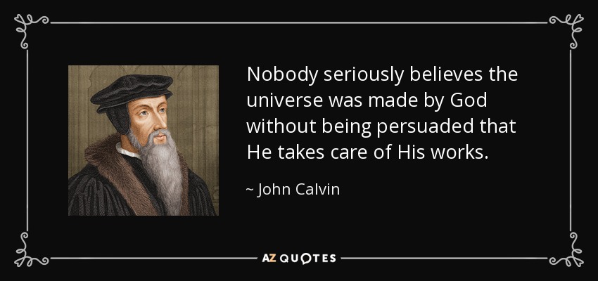 Nobody seriously believes the universe was made by God without being persuaded that He takes care of His works. - John Calvin