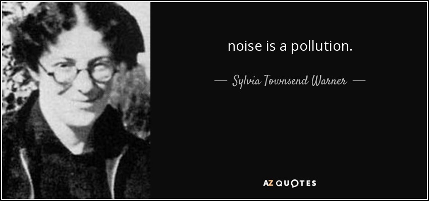 noise is a pollution. - Sylvia Townsend Warner