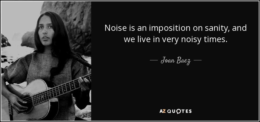 Noise is an imposition on sanity, and we live in very noisy times. - Joan Baez