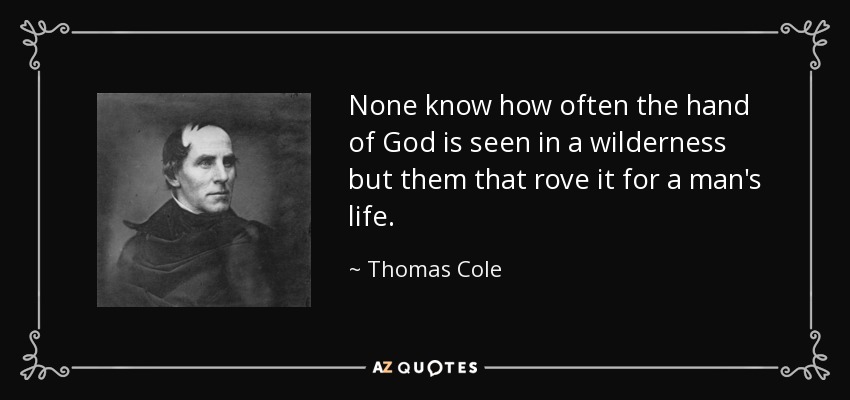 None know how often the hand of God is seen in a wilderness but them that rove it for a man's life. - Thomas Cole