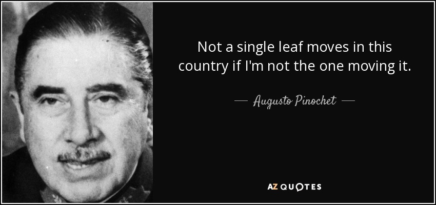 Not a single leaf moves in this country if I'm not the one moving it. - Augusto Pinochet