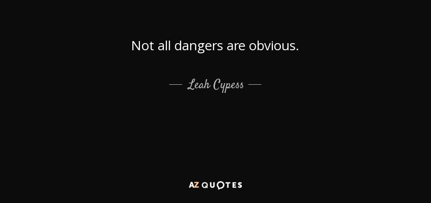 Not all dangers are obvious. - Leah Cypess