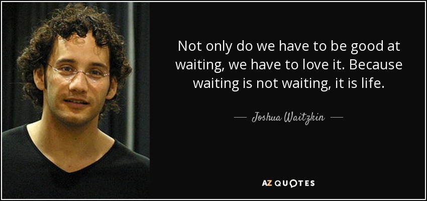 Not only do we have to be good at waiting, we have to love it. Because waiting is not waiting, it is life. - Joshua Waitzkin