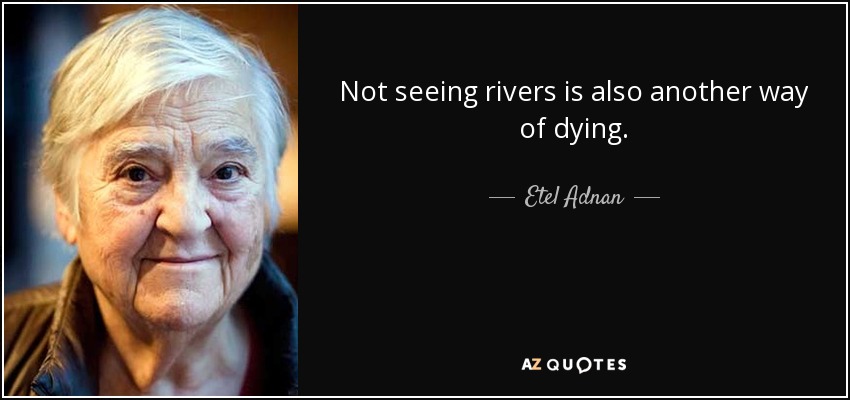 Not seeing rivers is also another way of dying. - Etel Adnan