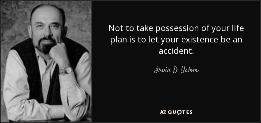Not to take possession of your life plan is to let your existence be an accident. - Irvin D. Yalom